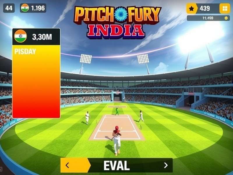Pitch Fury India gameplay screenshot showing batting interface